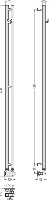 Полотенцесушитель водяной Сунержа Нюанс EU50+ 155х5 темный титан муар