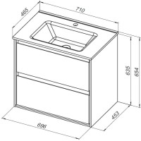 Тумба с раковиной Aquanet Милан 70 подвесная, белая глянцевая