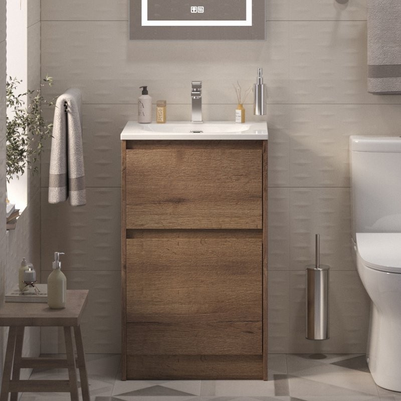 Мебель для ванной комнаты BelBagno Kraft 39 50 напольная, rovere tabacco, раковина BB-8099-3-50