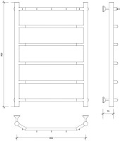 Полотенцесушитель водяной Secado Агата 1 K 80x55 см, матовый черный, лесенка