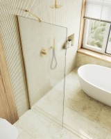 Душевая перегородка Maybahglass MGD-1357-3ш 99 см, профиль золото, стекло сатин