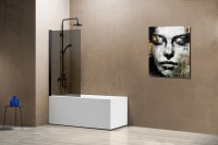 Шторка на ванну Vincea VSB-11800CGB 80 см, профиль чёрный, стекло тонированное