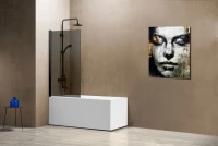 Шторка на ванну Vincea VSB-11800CGB 80 см, профиль чёрный, стекло тонированное