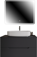 Мебель для ванной комнаты Orange Line 100 подвесная, 2 ящика, матовый графит с раковиной B07-675W