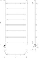 Полотенцесушитель электрический Secado Агата 1 К 100x50 см, подключение слева, матовый черный, лесенка