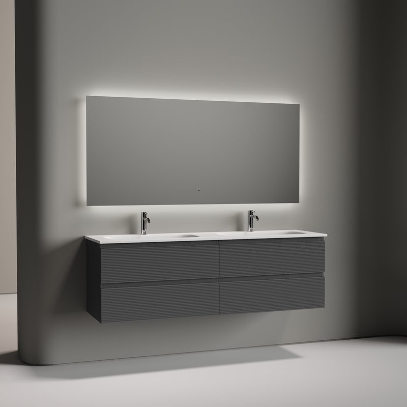 Тумба с раковиной Sancos Folk 160 подвесная, grey soft, раковина CN7023