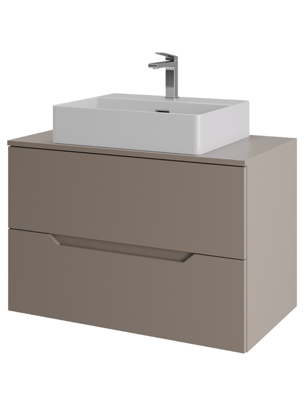 Тумба с раковиной Orange Line 80 подвесная, 2 ящика, матовый латте с раковиной B04-500W