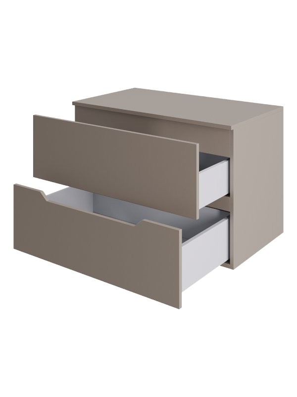 Тумба с раковиной Orange Line 80 подвесная, 2 ящика, матовый латте с раковиной B04-500W