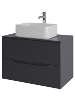 Тумба с раковиной Orange Line 80 подвесная, 2 ящика, матовый графит с раковиной B02-460W