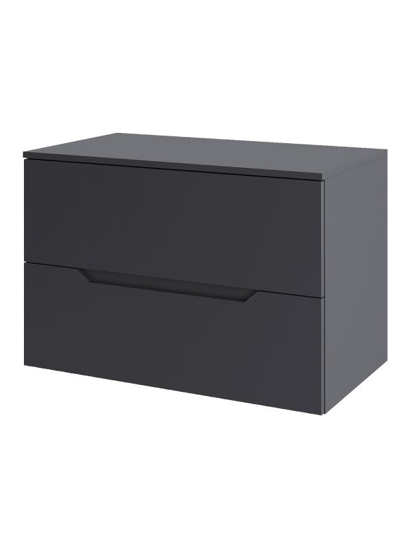 Тумба с раковиной Orange Line 80 подвесная, 2 ящика, матовый графит с раковиной B02-460W