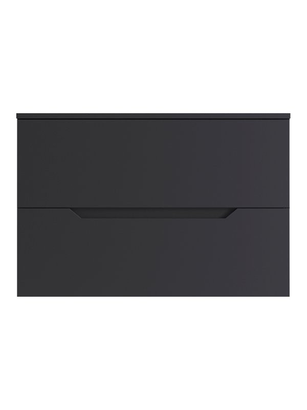 Тумба с раковиной Orange Line 80 подвесная, 2 ящика, матовый графит с раковиной B02-460W