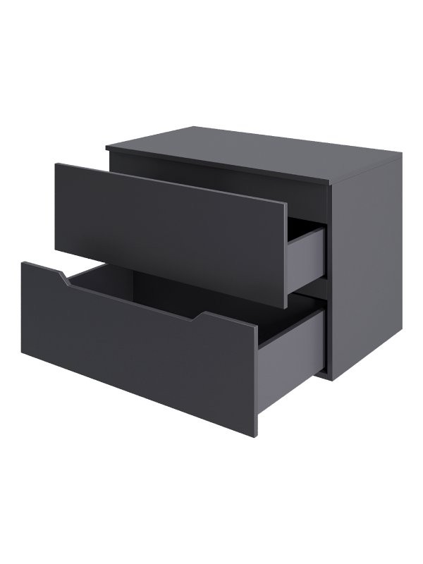 Тумба с раковиной Orange Line 80 подвесная, 2 ящика, матовый графит с раковиной B02-460W