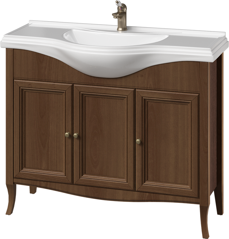 Тумба под раковину без столешницы Caprigo Лион 105 3 дверцы, орех античный