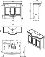 Тумба под раковину без столешницы Caprigo Лион 105 3 дверцы, орех античный