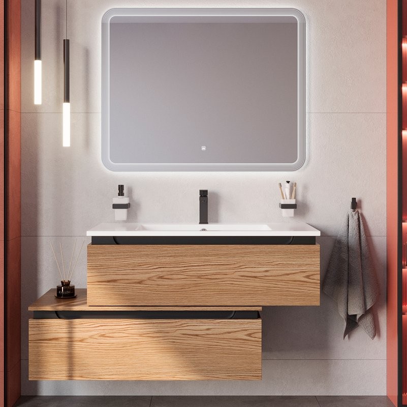 Мебель для ванной комнаты Cezares Slider 100 подвесная, 2 ящика, дуб тангент