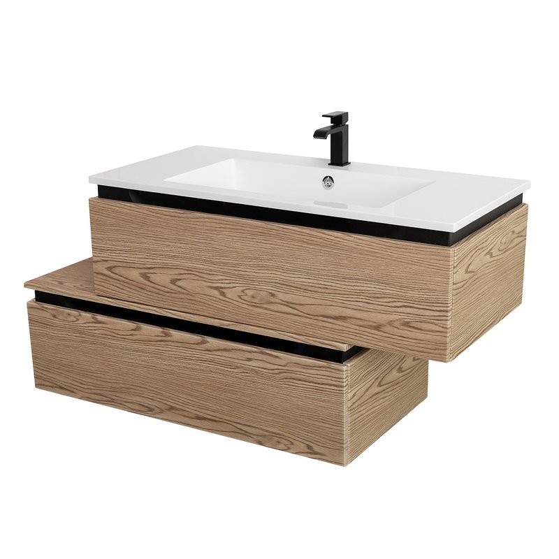 Мебель для ванной комнаты Cezares Slider 100 подвесная, 2 ящика, дуб тангент