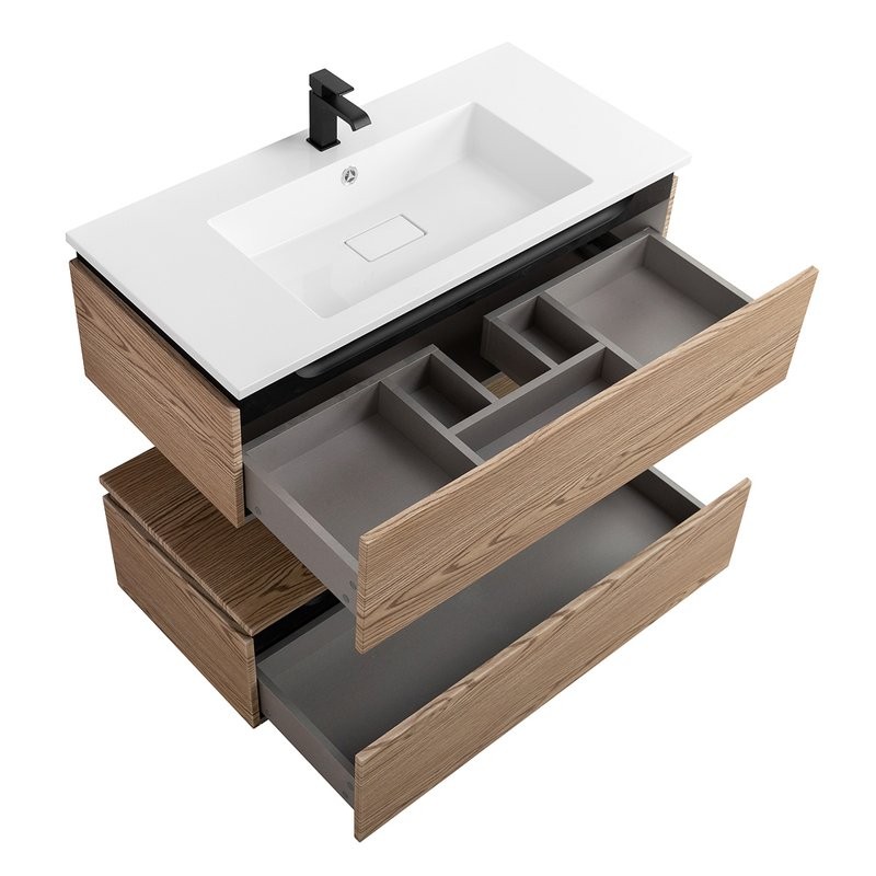 Мебель для ванной комнаты Cezares Slider 100 подвесная, 2 ящика, дуб тангент