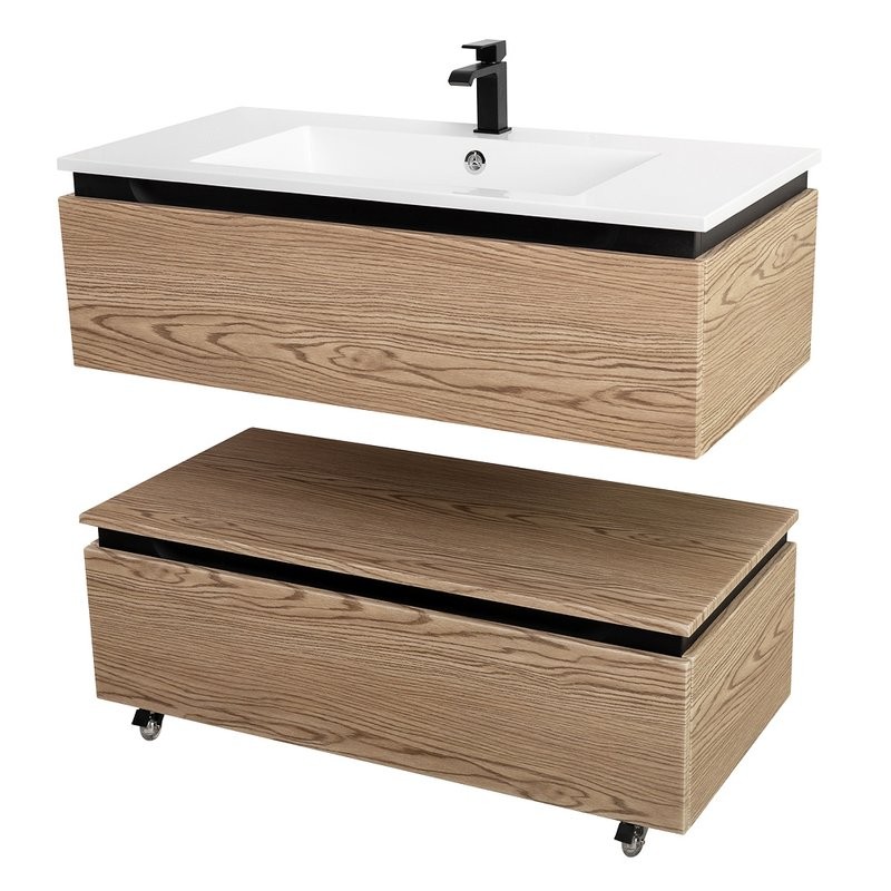 Мебель для ванной комнаты Cezares Slider 100 подвесная, 2 ящика, дуб тангент