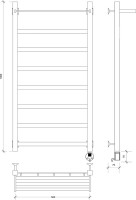 Полотенцесушитель электрический Secado Корсико 1 СП R 105x55 см, подключение справа, хром, лесенка, с полкой