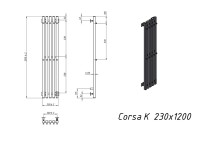 Полотенцесушитель электрический Grota Corsa K N RAL9005 EL 23х120, с крючками, матовый черный