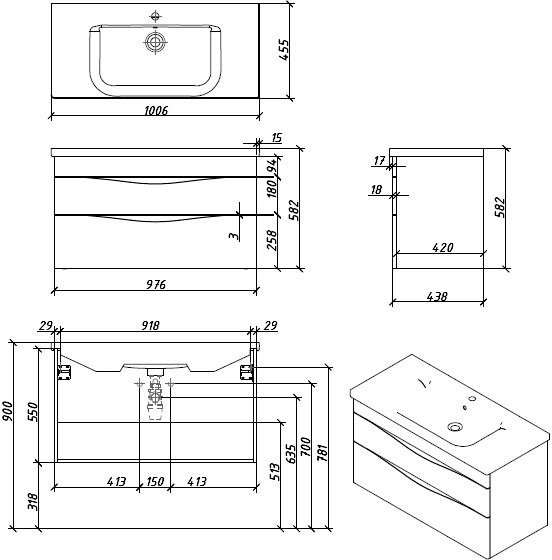 Мебель для ванной комнаты Caprigo Lento 100 белая