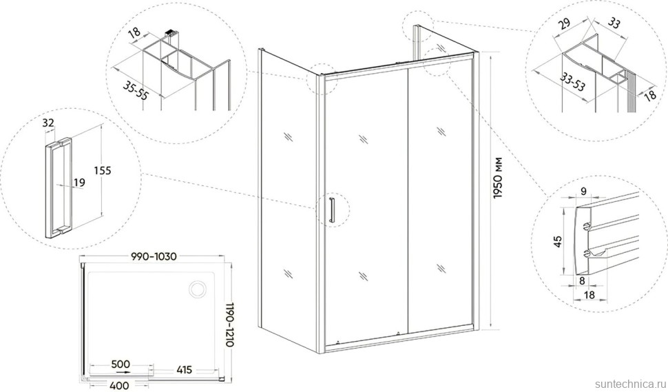 Душевой уголок Veconi Rovigo RV-046B 100x120