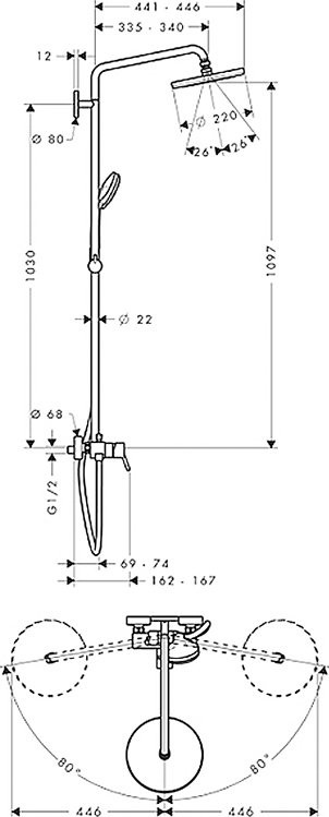 Душевая стойка Hansgrohe Croma 27222000