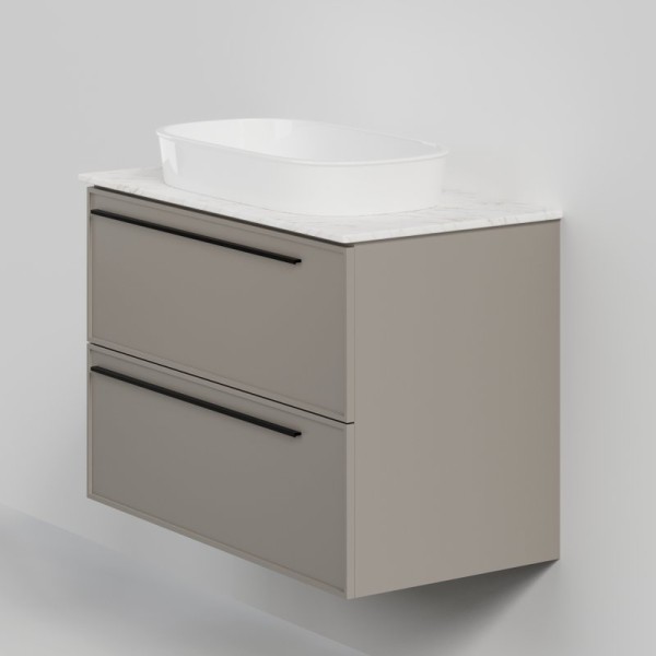 Тумба с раковиной La Fenice Elba Twin 90 подвесная, сappuccino, столешница белый мрамор, раковина белая матовая