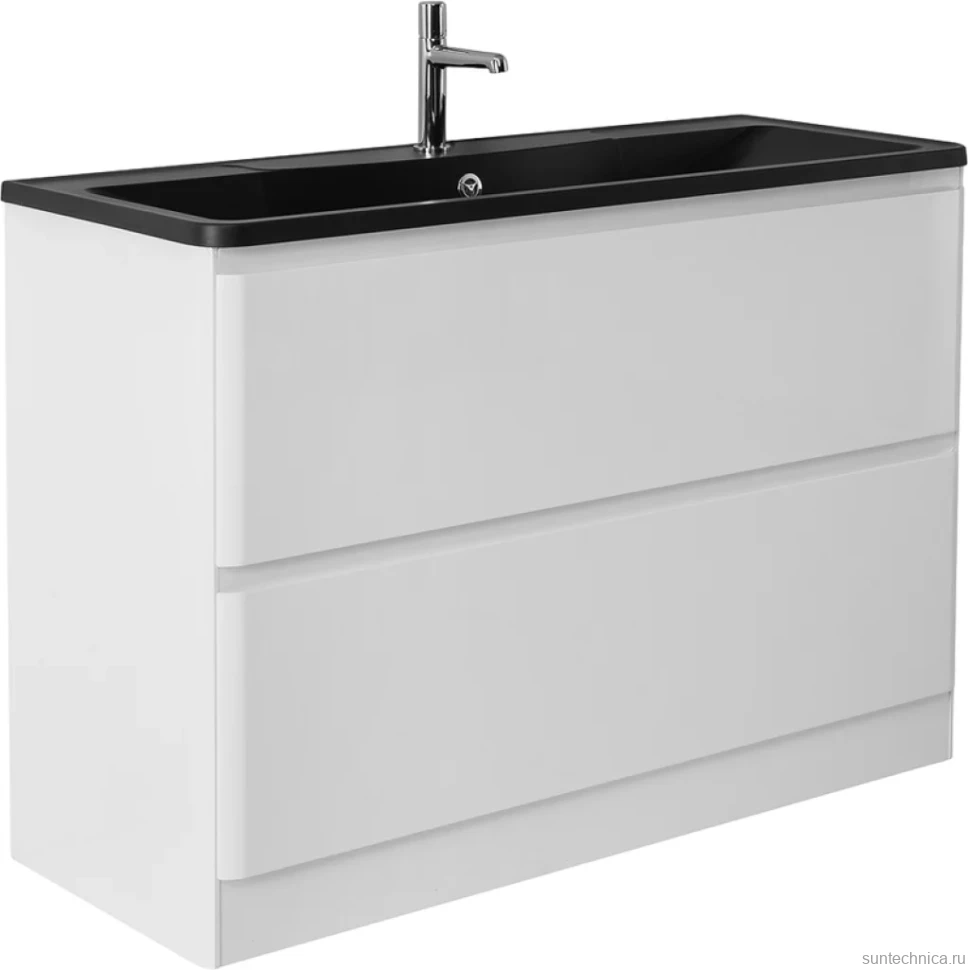 Тумба с раковиной BelBagno Albano 120 напольная, bianco lucido, черная матовая раковина