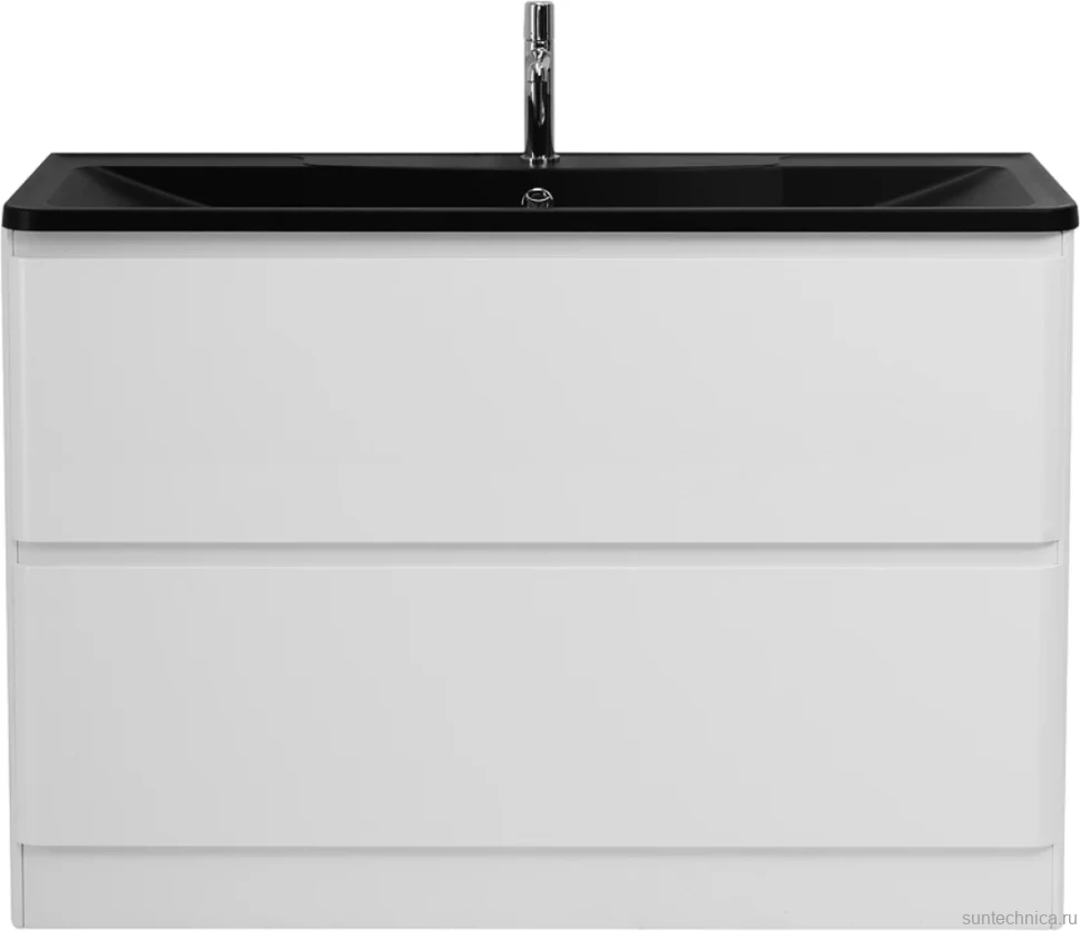 Тумба с раковиной BelBagno Albano 120 напольная, bianco lucido, черная матовая раковина