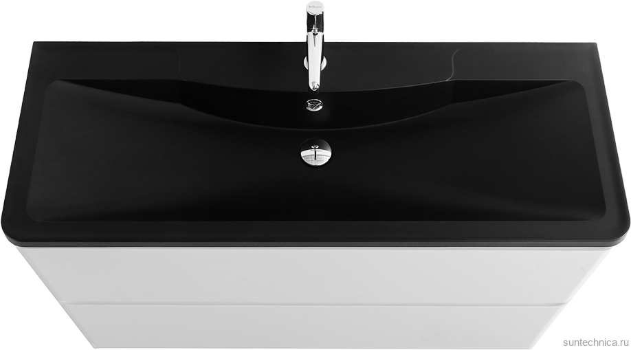 Тумба с раковиной BelBagno Albano 120 напольная, bianco lucido, черная матовая раковина