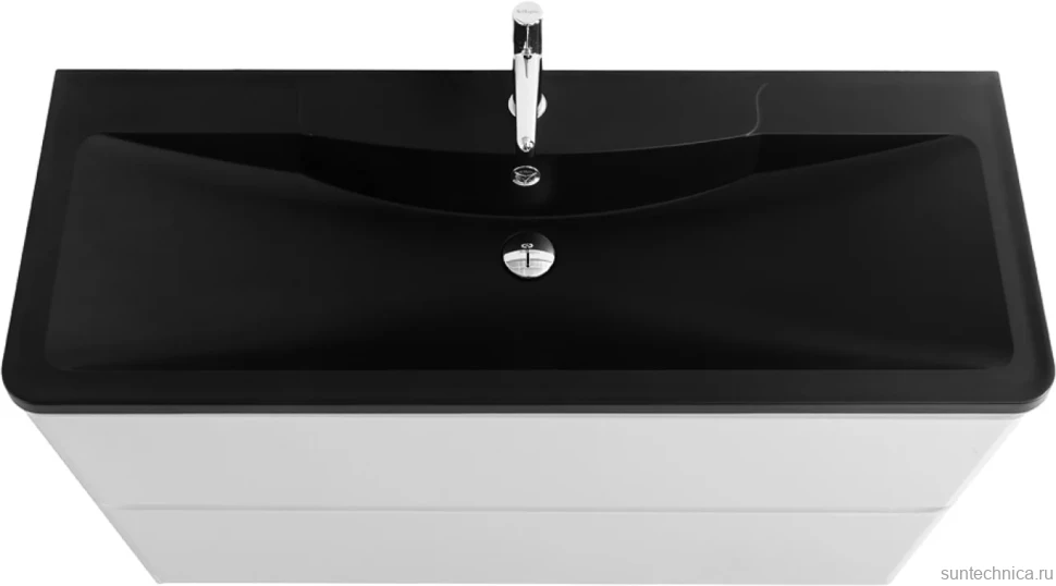 Тумба с раковиной BelBagno Albano 120 напольная, bianco lucido, черная матовая раковина