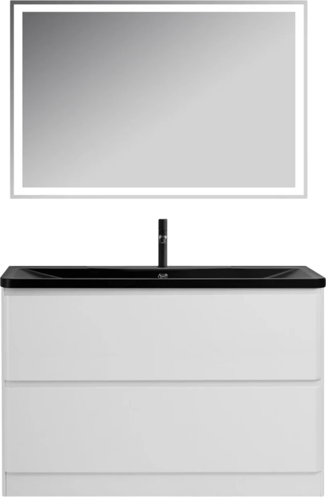 Тумба с раковиной BelBagno Albano 120 напольная, bianco lucido, черная матовая раковина