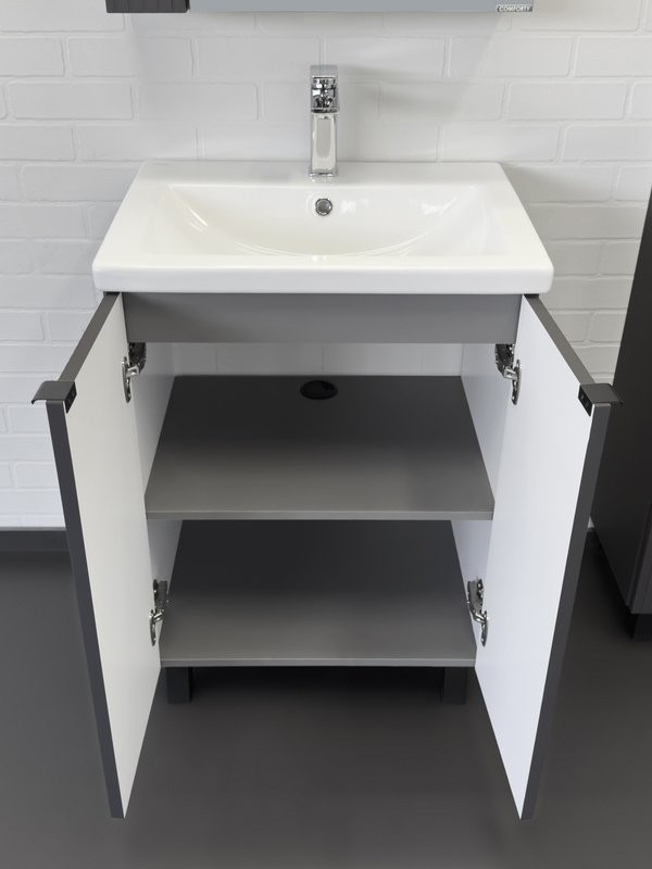 Тумба с раковиной Comforty Лима 60Н напольная, антрацит