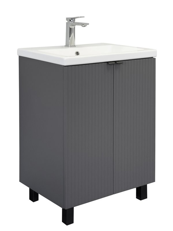 Тумба с раковиной Comforty Лима 60Н напольная, антрацит