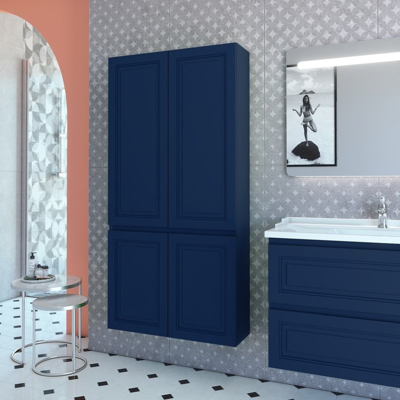 Шкаф-пенал для ванной Caprigo Wales Смальти 80 океания