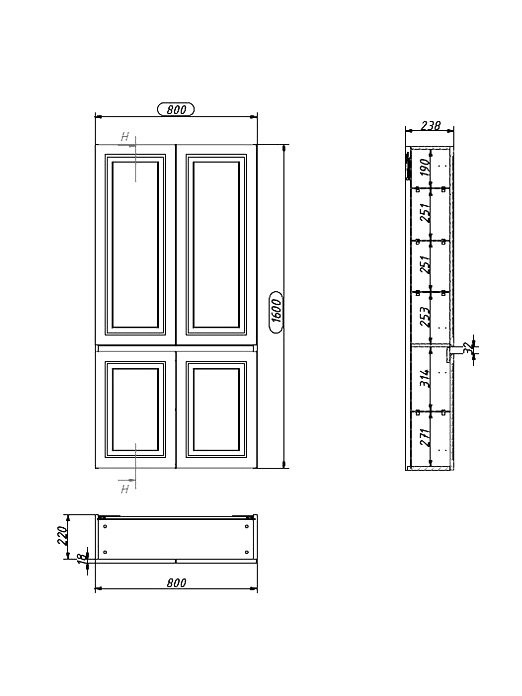 Шкаф-пенал для ванной Caprigo Wales Смальти 80 океания