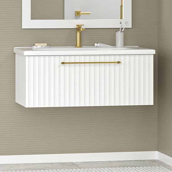 Тумба под раковину Brevita Alicante 90 подвесная, белая