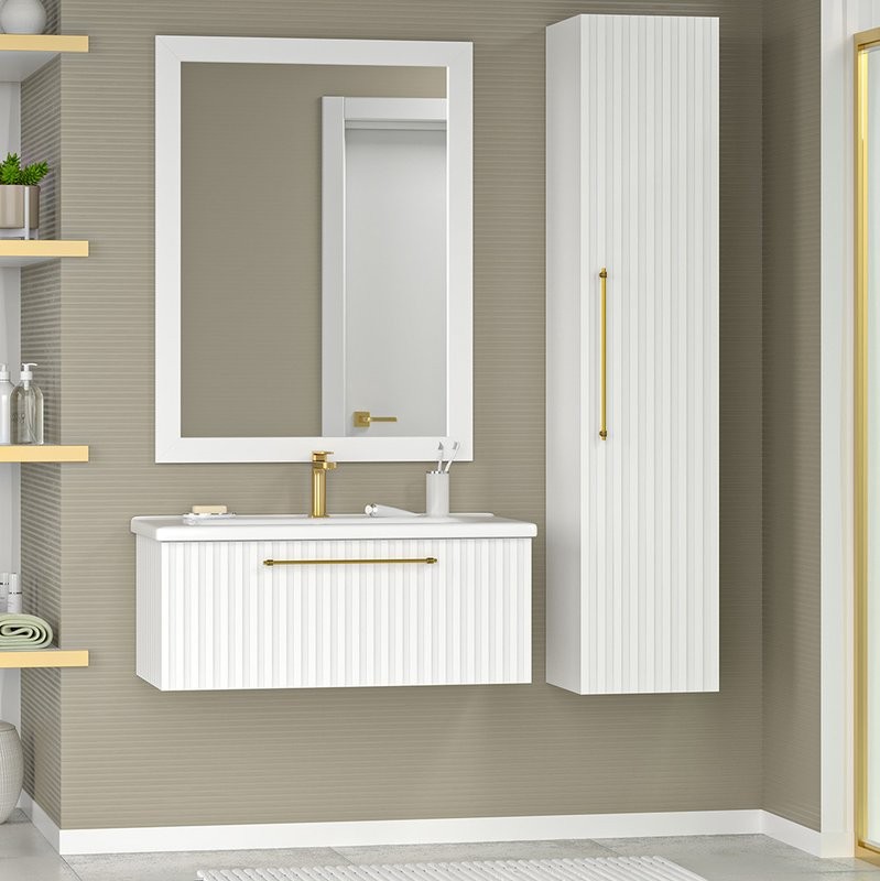 Тумба под раковину Brevita Alicante 90 подвесная, белая