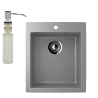 Мойка кухонная Ulgran U-404 342 графитовая + дозатор U-01 графит