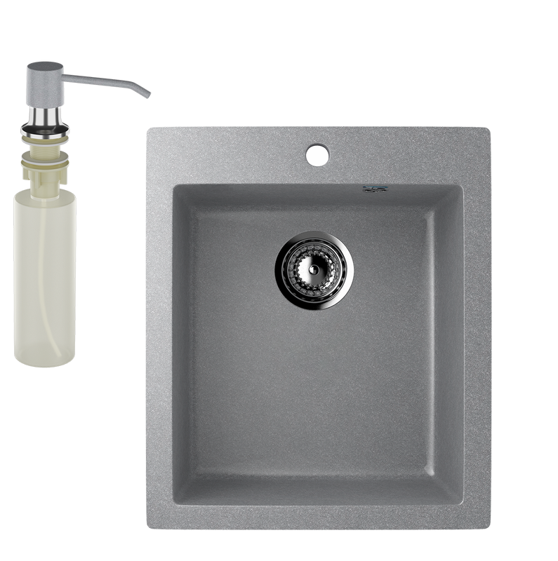 Мойка кухонная Ulgran U-404 342 графитовая + дозатор U-01 графит