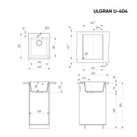 Мойка кухонная Ulgran U-404 342 графитовая + дозатор U-01 графит