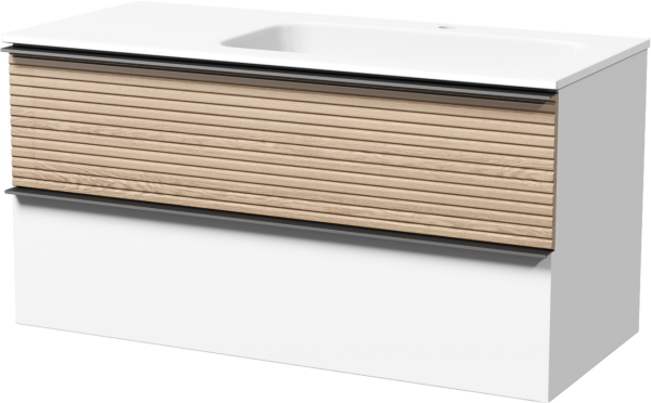 Тумба под раковину Sancos Delta 100 R дуб светлый, белый
