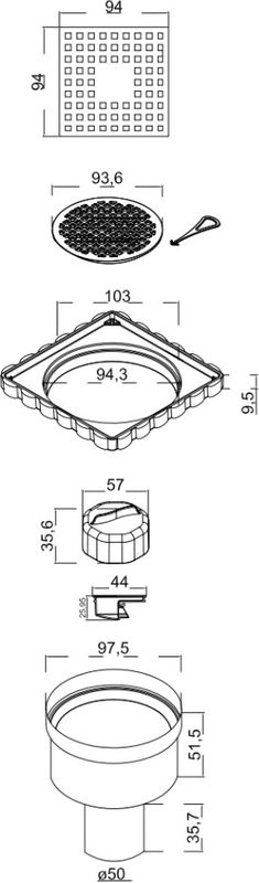 Душевой трап Berges Trend 091003, 10x10 см