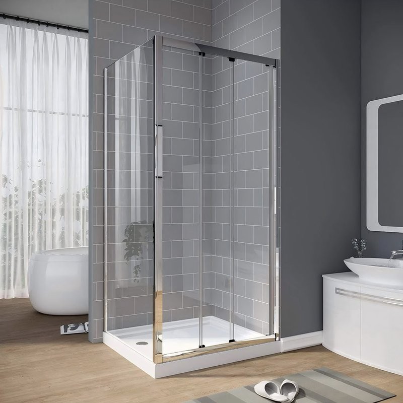Душевой уголок Veconi Rovigo RV-028 110х100 см, профиль матовый хром, стекло прозрачное