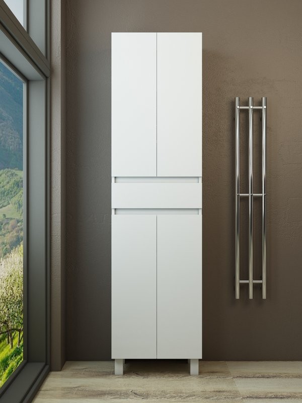 Шкаф-пенал для ванной Emmy Морган 50 напольный, белый