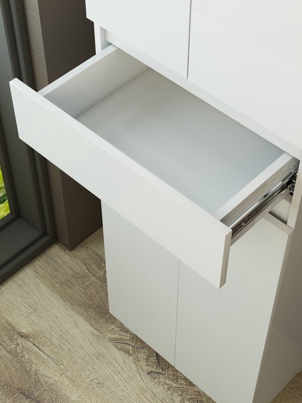 Шкаф-пенал для ванной Emmy Морган 50 напольный, белый