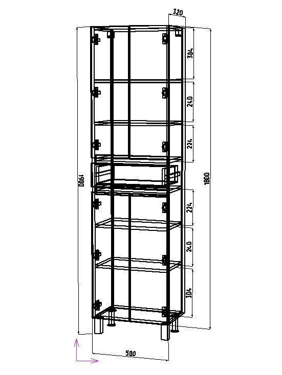 Шкаф-пенал для ванной Emmy Морган 50 напольный, белый