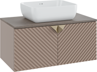 Тумба с раковиной Runo Андорра 85 кашемир серый, дуб какао, раковина Cuatro 50