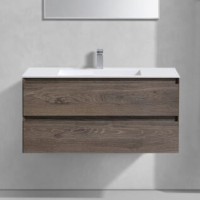 Тумба с раковиной Vincea Luka 100, 2 ящика, темный дуб, с белой раковиной
